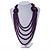 Layered Multistrand Purple Wood Bead Black Cord Necklace - 100cm L - view 2