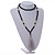 Statement Black Faux Tree Seed and Transparent Acrylic Bead Necklace with Light Grey Silk Tassel - 94cm L/ 10cm Tassel - view 2
