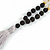 Statement Black Faux Tree Seed and Transparent Acrylic Bead Necklace with Light Grey Silk Tassel - 94cm L/ 10cm Tassel - view 6