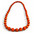 Orange Graduated Wooden Bead Necklace - 70cm Long - view 3
