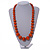 Orange Graduated Wooden Bead Necklace - 70cm Long - view 2