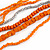 Long Multistrand Orange, Silver Glass/ Wood Bead Necklace - 100cm L - view 4