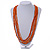 Long Multistrand Orange, Silver Glass/ Wood Bead Necklace - 100cm L - view 3