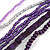 Long Multistrand Purple, Silver Glass/ Wood Bead Necklace - 100cm L - view 4