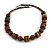 Brown Wood Button & Bead Chunky Necklace - 60cm Long - view 4