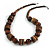 Brown Wood Button & Bead Chunky Necklace - 60cm Long - view 7