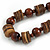 Brown Wood Button & Bead Chunky Necklace - 60cm Long - view 3