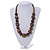 Brown Wood Button & Bead Chunky Necklace - 60cm Long - view 2
