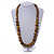 Animal Print Wooden Bead Necklace in Yellow/ Black - 76cm Long - view 3
