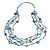 Long Multistrand Sea Shell/ Semiprecious Stone & Simulated Pearl Necklace in Inky Blue/ Antique White/ Sky Blue - 100cm L - view 3