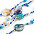 Long Multistrand Sea Shell/ Semiprecious Stone & Simulated Pearl Necklace in Inky Blue/ Antique White/ Sky Blue - 100cm L - view 4
