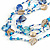 Long Multistrand Sea Shell/ Semiprecious Stone & Simulated Pearl Necklace in Inky Blue/ Antique White/ Sky Blue - 100cm L - view 5