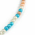 Long Multistrand Sea Shell/ Semiprecious Stone & Simulated Pearl Necklace in Inky Blue/ Antique White/ Sky Blue - 100cm L - view 6