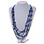 Long Multistrand Blue Shell/ Glass Bead Necklace - 80cm Length - view 2