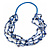Long Multistrand Blue Shell/ Glass Bead Necklace - 80cm Length - view 3