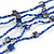 Long Multistrand Blue Shell/ Glass Bead Necklace - 80cm Length - view 5