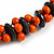 Orange/ Black Chunky Wood Bead Cotton Cord Necklace - 48cm Long - view 5