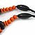 Orange/ Black Chunky Wood Bead Cotton Cord Necklace - 48cm Long - view 7