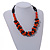 Orange/ Black Chunky Wood Bead Cotton Cord Necklace - 48cm Long - view 2