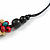 Chunky Natural/ Red/ Teal Wood Bead Black Cotton Cord Necklace - 68cm Length - view 5