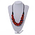 Chunky Orange/ Red/ Brown Wood Bead Black Cotton Cord Necklace - 68cm Length - view 2