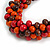 Chunky Orange/ Red/ Brown Wood Bead Black Cotton Cord Necklace - 68cm Length - view 4
