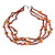 3 Strand Orange/ Black Glass, Shell Bead and Semiprecious Stone Necklace - 66cm Length - view 7