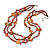 3 Strand Orange/ Black Glass, Shell Bead and Semiprecious Stone Necklace - 66cm Length - view 6