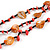 3 Strand Orange/ Black Glass, Shell Bead and Semiprecious Stone Necklace - 66cm Length - view 4