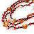 3 Strand Orange/ Black Glass, Shell Bead and Semiprecious Stone Necklace - 66cm Length - view 3