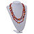 3 Strand Orange/ Black Glass, Shell Bead and Semiprecious Stone Necklace - 66cm Length - view 2
