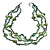 3 Strand Green/ Black Glass, Shell Bead and Semiprecious Stone Necklace - 66cm Length - view 3
