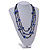 3 Strand Purple Blue/ Black Glass, Shell Bead and Semiprecious Stone Necklace - 68cm Length - view 2