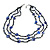 3 Strand Purple Blue/ Black Glass, Shell Bead and Semiprecious Stone Necklace - 68cm Length - view 5