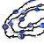 3 Strand Purple Blue/ Black Glass, Shell Bead and Semiprecious Stone Necklace - 68cm Length - view 3