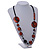 Stylish Animal Print Wooden Bead Necklace (Orange/ Black) - 80cm Long - view 2