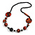 Stylish Animal Print Wooden Bead Necklace (Orange/ Black) - 80cm Long - view 3