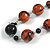 Stylish Animal Print Wooden Bead Necklace (Orange/ Black) - 80cm Long - view 4