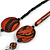 Stylish Animal Print Wooden Bead Necklace (Orange/ Black) - 80cm Long - view 5
