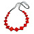 Long Red Bone Square Bead Black Cotton Cord Necklace - 82cm L - view 4