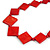 Long Red Bone Square Bead Black Cotton Cord Necklace - 82cm L - view 3