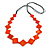 Long Orange Bone Square Bead Black Cotton Cord Necklace - 82cm L