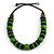 Chunky Beaded Cotton Cord Necklace (Black & Green) - 64cm L - view 3