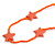 Long Acrylic Star Glass Bead Necklace in Orange - 104cm Long - view 5