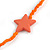 Long Acrylic Star Glass Bead Necklace in Orange - 104cm Long - view 6