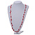 Delicate Ceramic Bead and Glass Nugget Cord Long Necklace In Red - 96cm Long - view 2