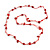 Delicate Ceramic Bead and Glass Nugget Cord Long Necklace In Red - 96cm Long - view 4