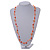Delicate Ceramic Bead and Glass Nugget Cord Long Necklace In Orange - 96cm Long - view 2
