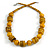 Dusty Yellow Wood Button & Bead Chunky Necklace - 60cm Long - view 4