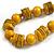 Dusty Yellow Wood Button & Bead Chunky Necklace - 60cm Long - view 3